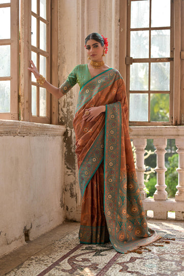 Banarasi Silk Coffee Saree With Blouse Piece For Women