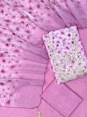 Soft Organza  Dori And Gota Pati Pink  Suit