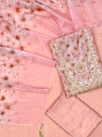 Soft Organza Dori And Gota Pati Baby Pink Suit