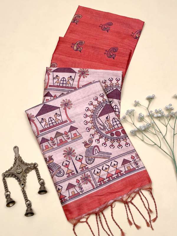 Soft Tussar Silk Madhubani Saree