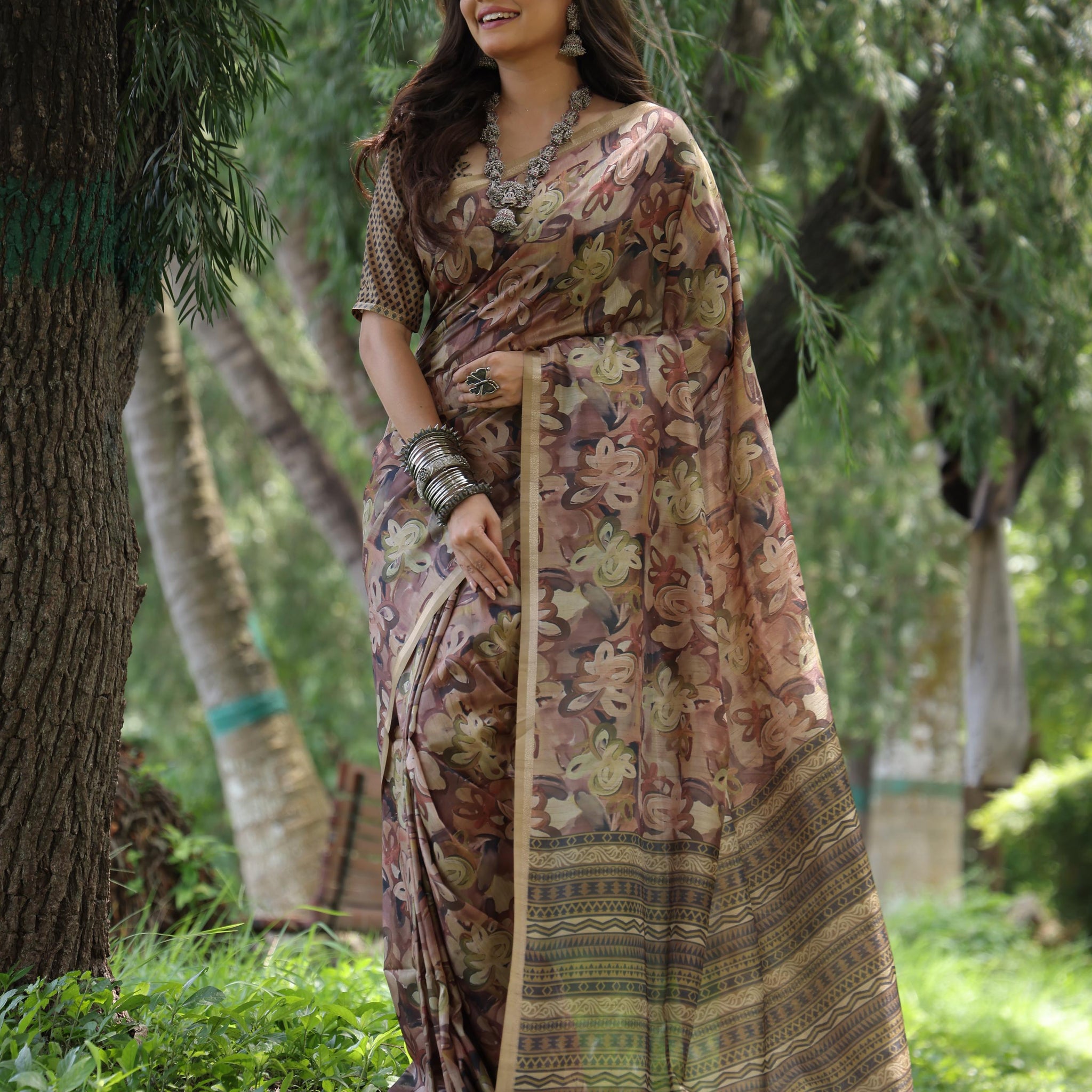 Soft Tussar Silk Coffe Saree