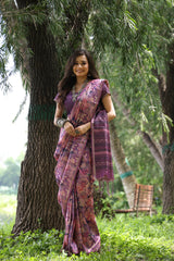 Soft Desi Tussar Silk Wine Saree