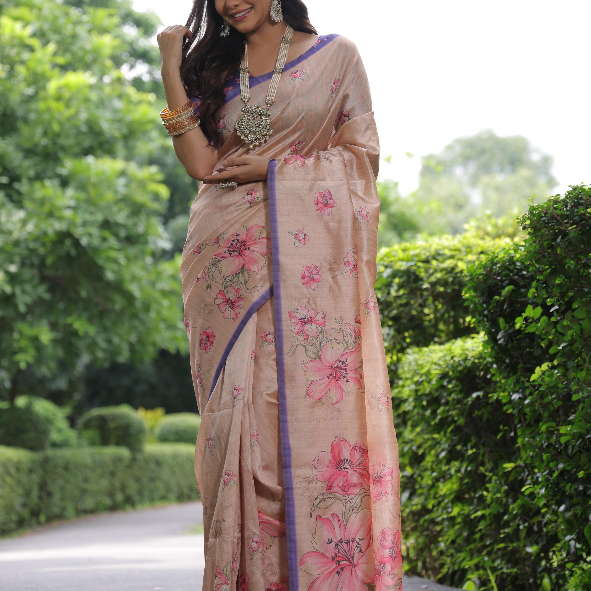 Soft Tussar Silk Pache Saree