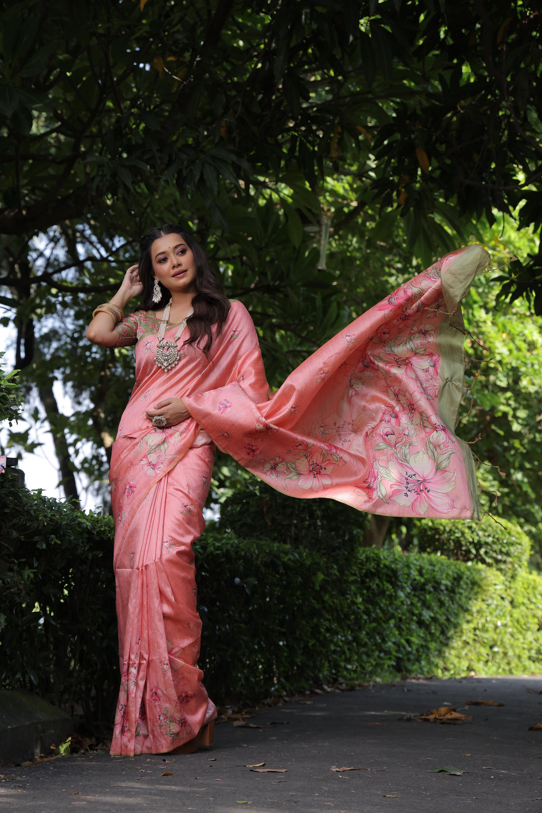 Soft Tussar Silk Baby Pink Saree