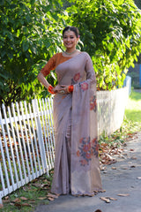 Premium Soft Muga Cotton Golden Saree