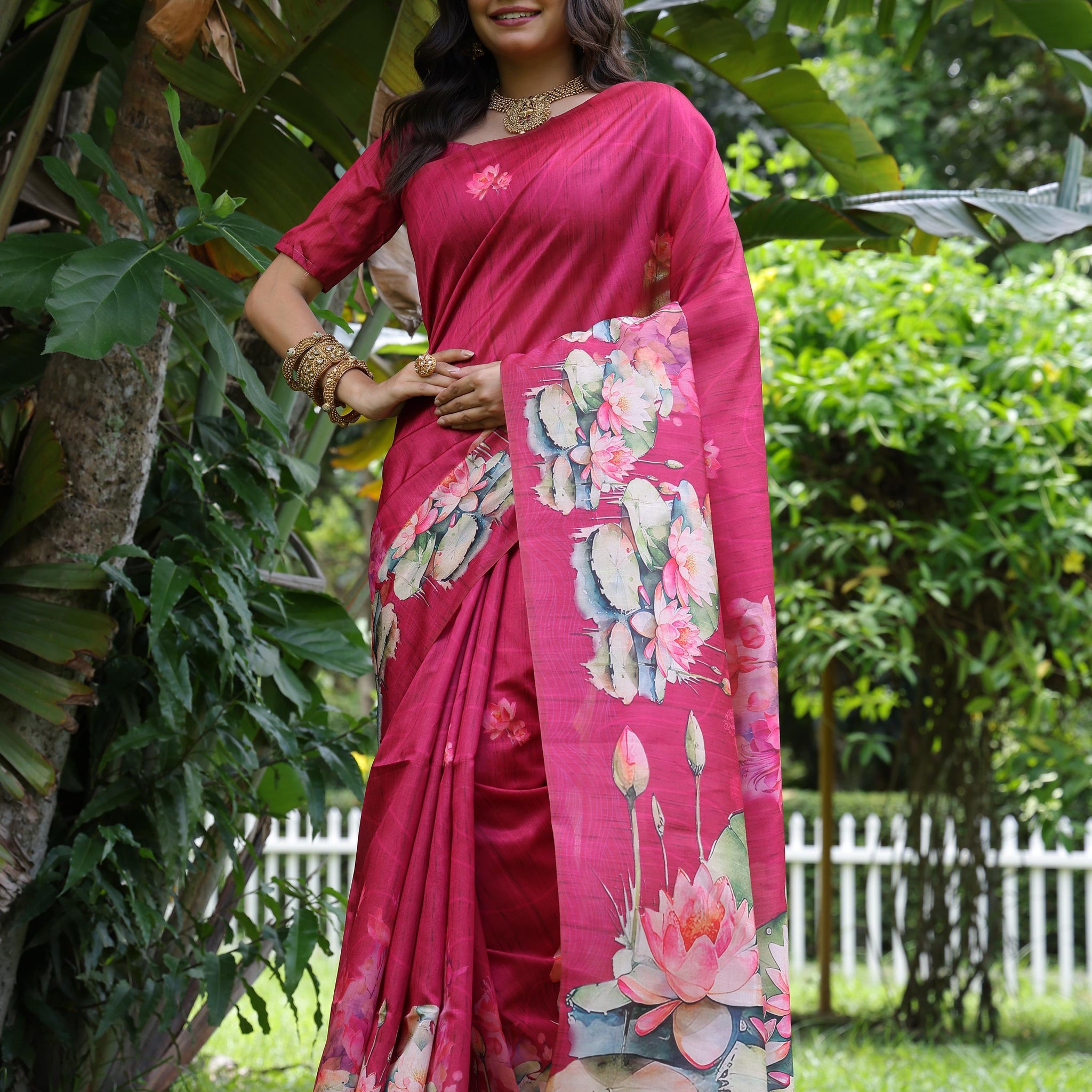 Soft Tussar Silk Pink Saree