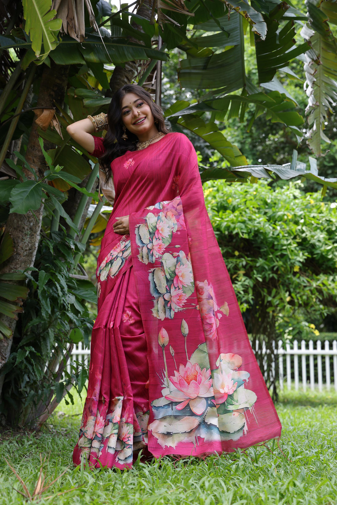 Soft Tussar Silk Pink Saree