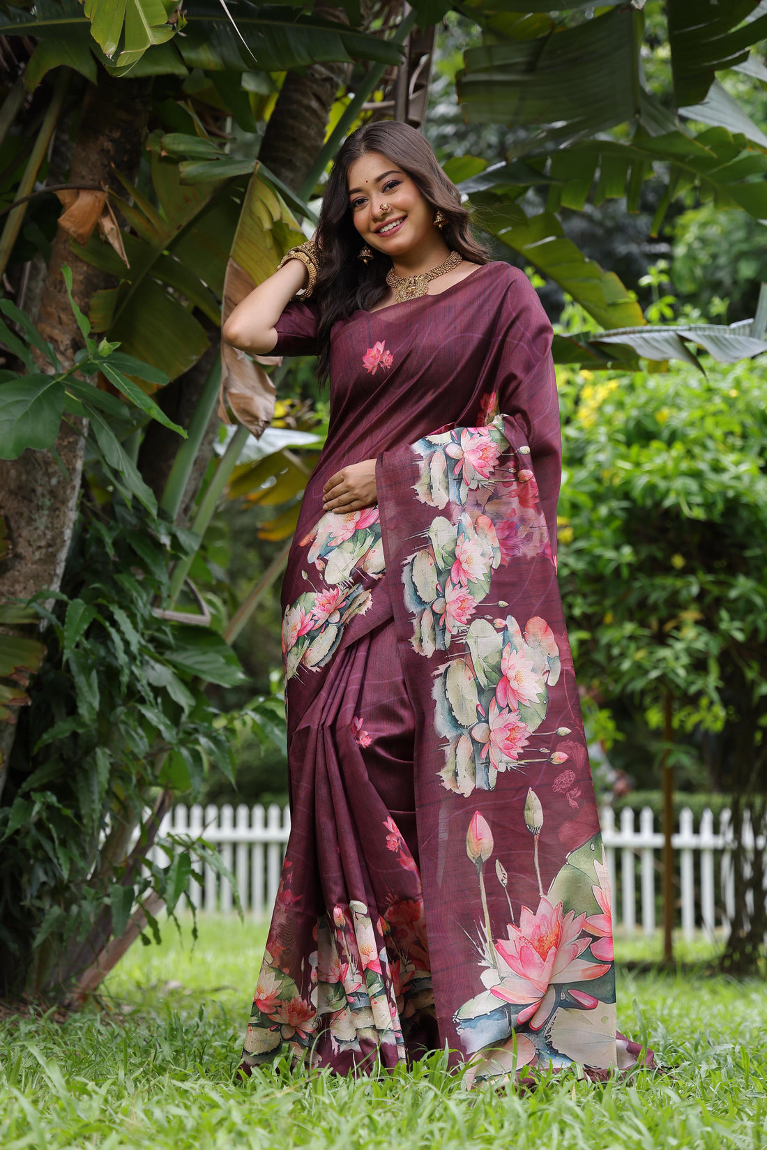 Soft Tussar Silk Dark Maroon Saree