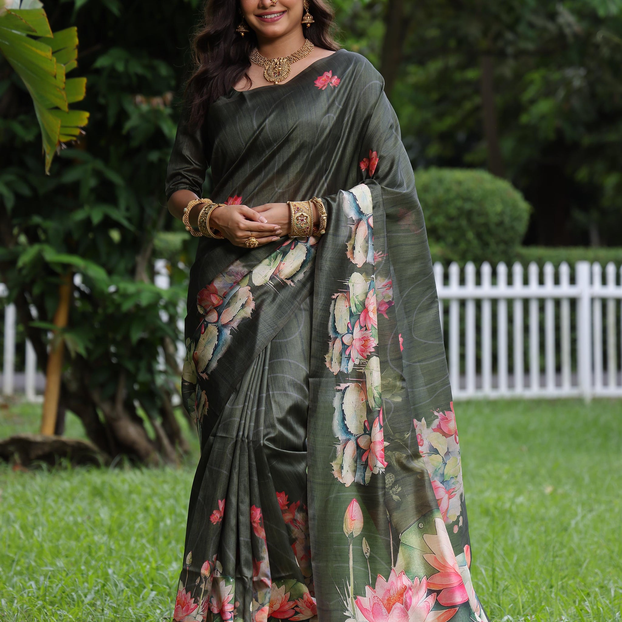 Soft Tussar Silk Grey Saree