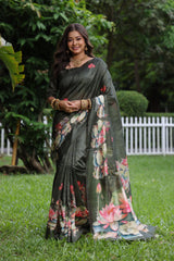 Soft Tussar Silk Grey Saree