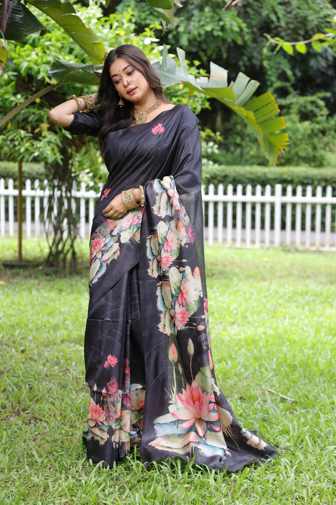 Soft Tussar Silk Bleck Saree