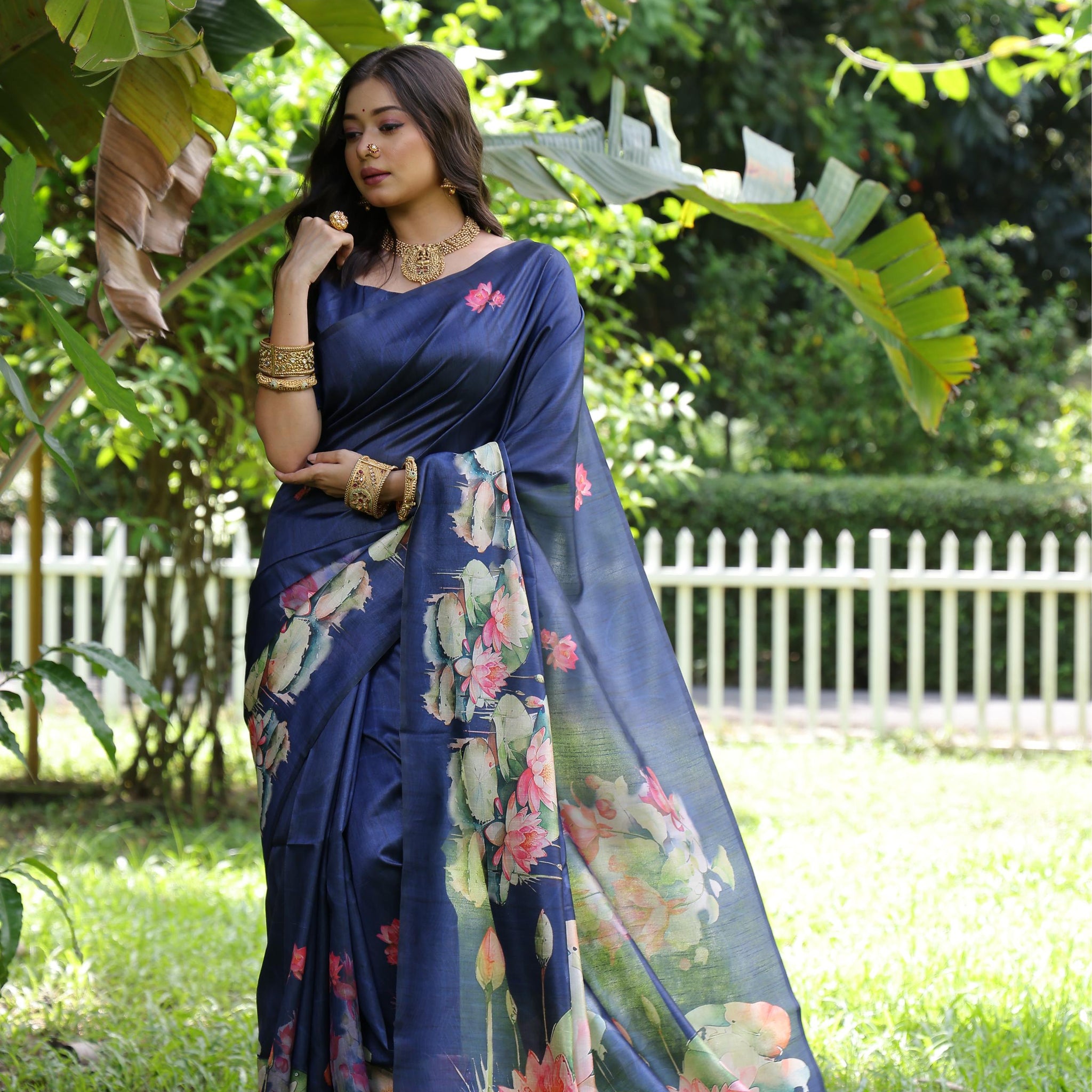 Soft Tussar Silk Royal Blue Saree