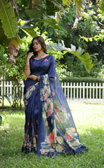 Soft Tussar Silk Royal Blue Saree