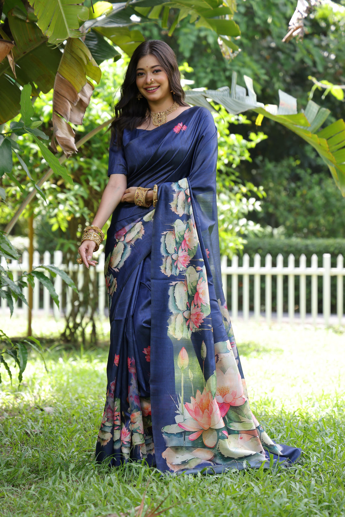 Soft Tussar Silk Royal Blue Saree
