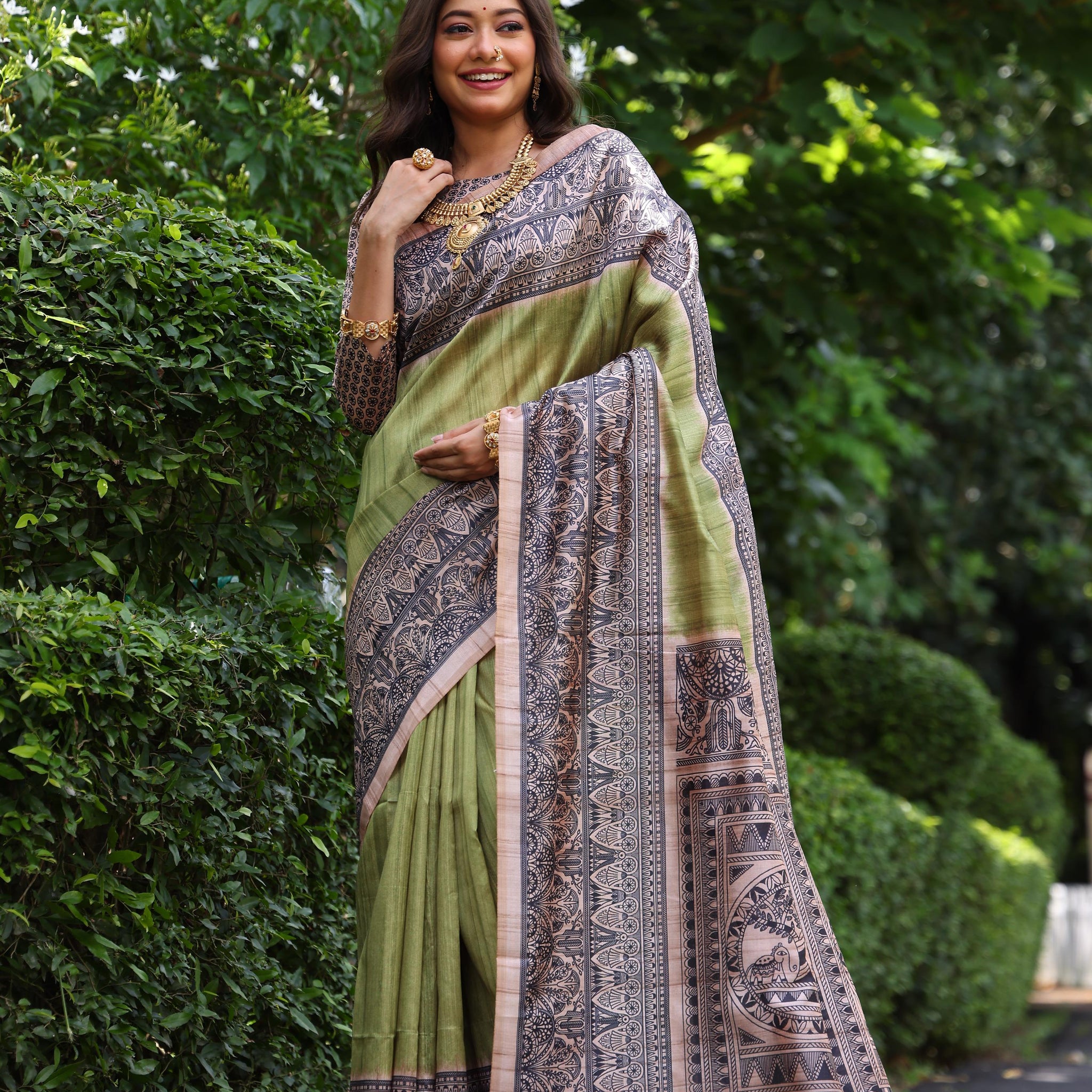 Soft Tussar Silk C Green Saree