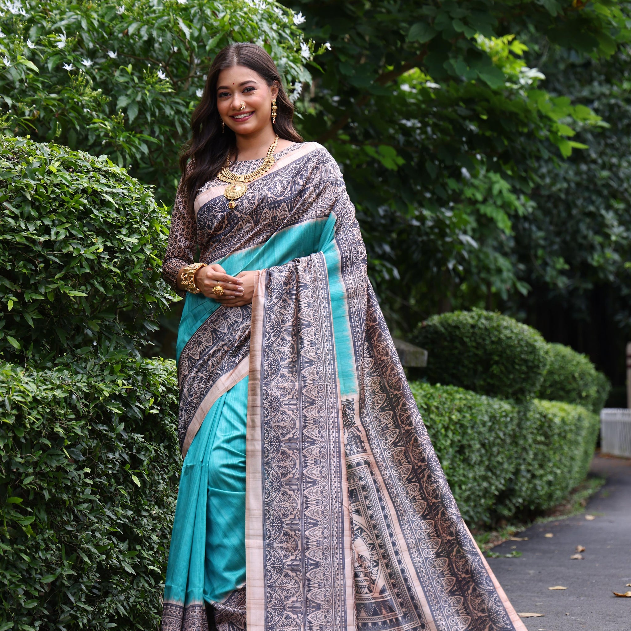 Soft Tussar Silk Sky Saree