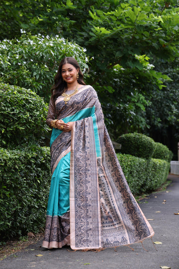 Soft Tussar Silk Sky Saree