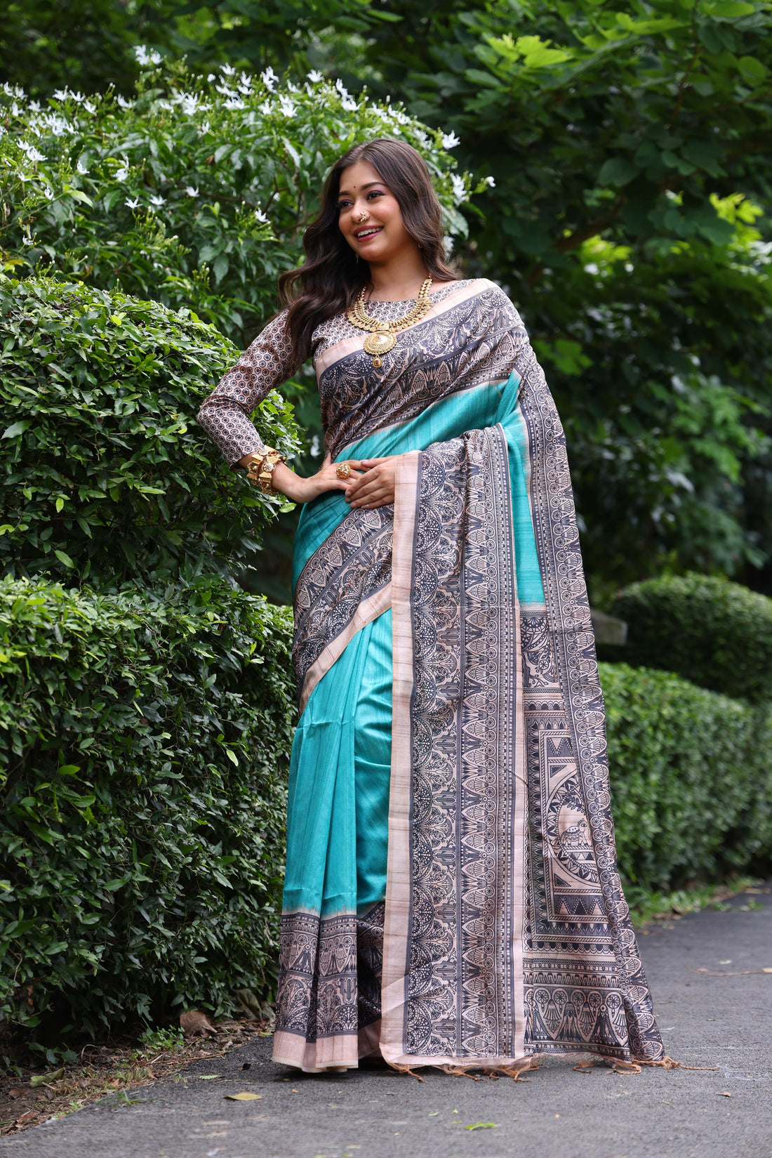Soft Tussar Silk Sky Saree
