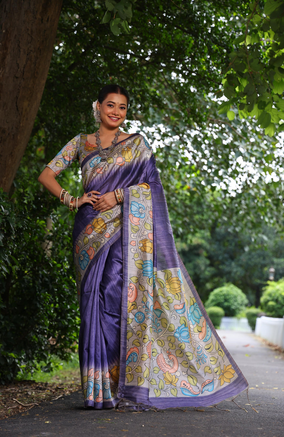 Soft Tussar Silk Purple Saree
