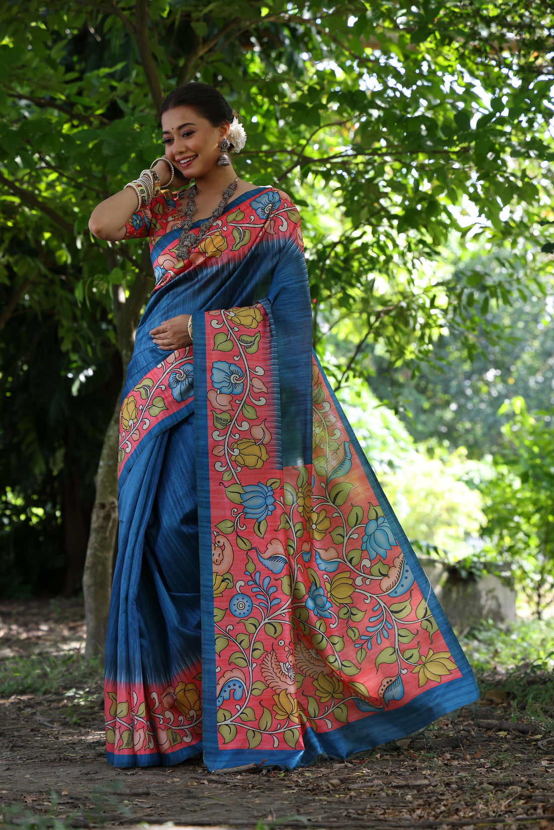 Soft Tussar Silk  Royal Blue Saree
