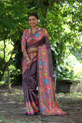 Soft Tussar Silk Purple Saree