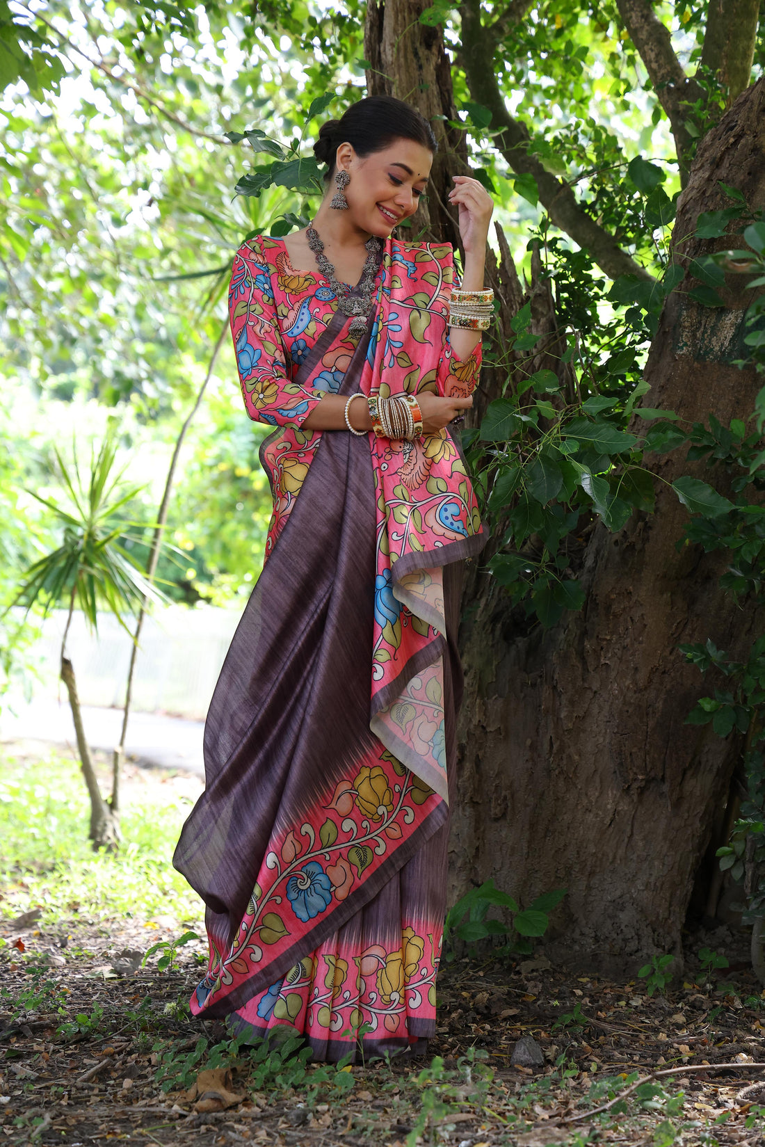 Soft Tussar Silk Purple Saree