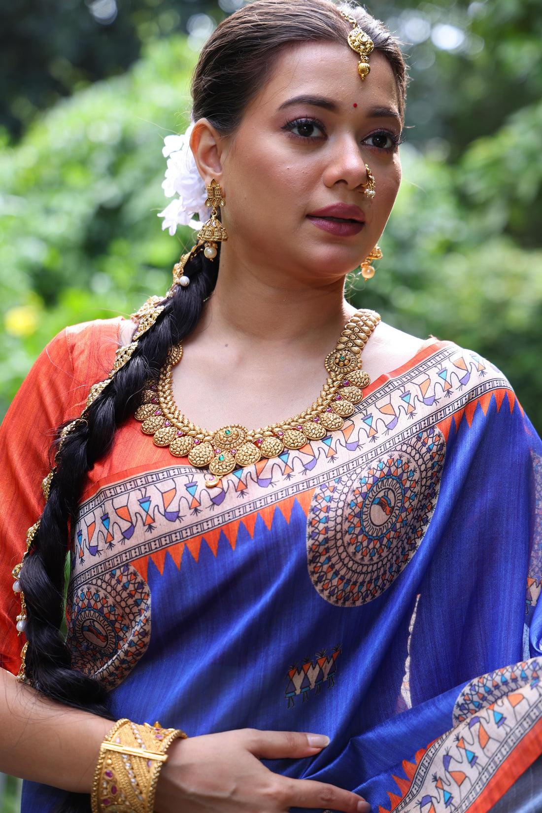 Soft Tussar Silk Blue  Saree