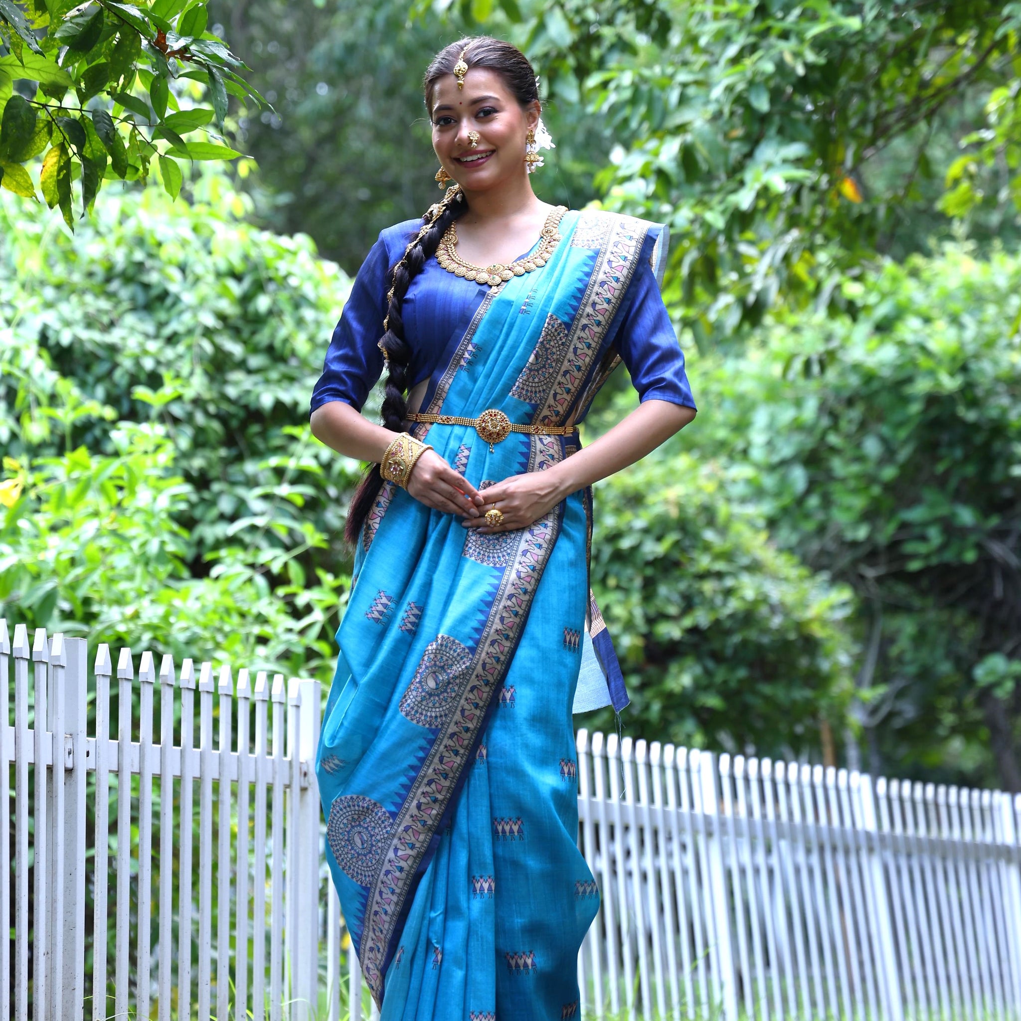 Soft Tussar Silk Morpech Saree