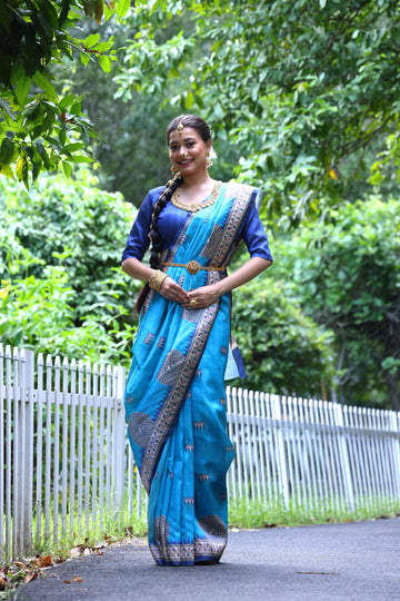Soft Tussar Silk Morpech Saree