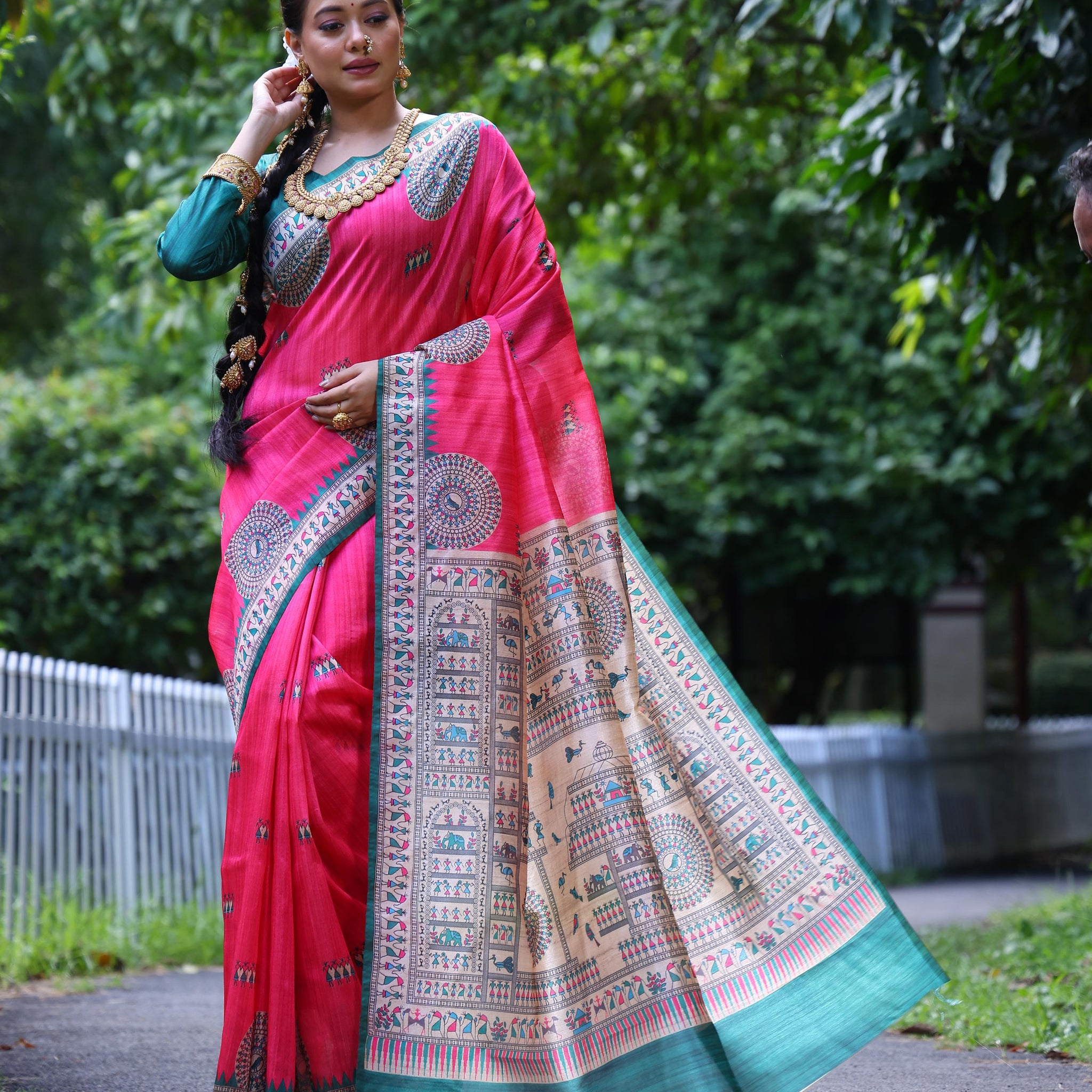 Soft Tussar Silk Pink Saree