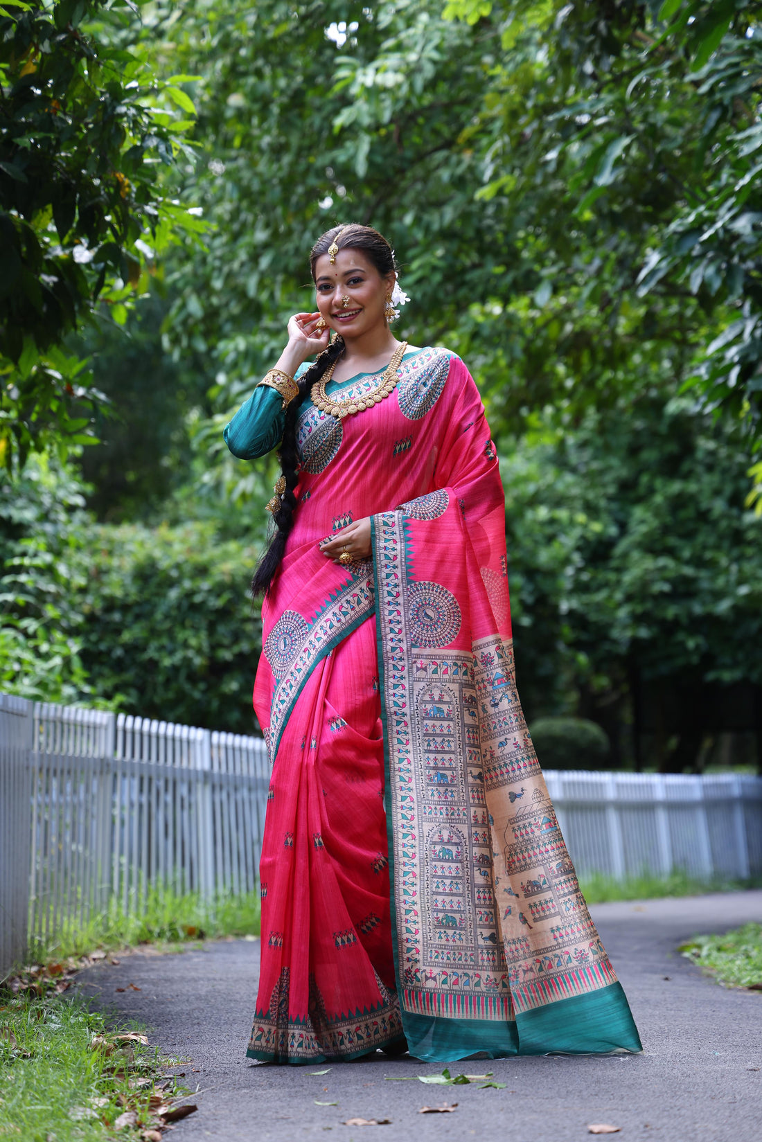 Soft Tussar Silk Pink Saree