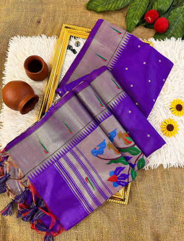 Soft Khadi Raw Silk Purpule Saree