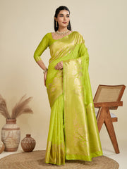 Soft Kanjivaram Silk Pista  Green Saree