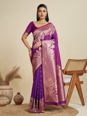 Soft Kanjivaram Silk Purple Saree