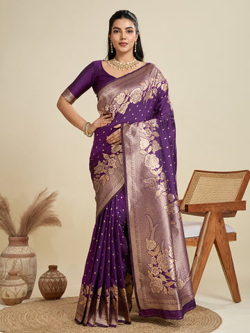 Soft Kanjivaram Silk  Purple Saree