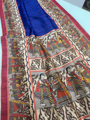 Soft Tussar Silk Royal Blue Saree