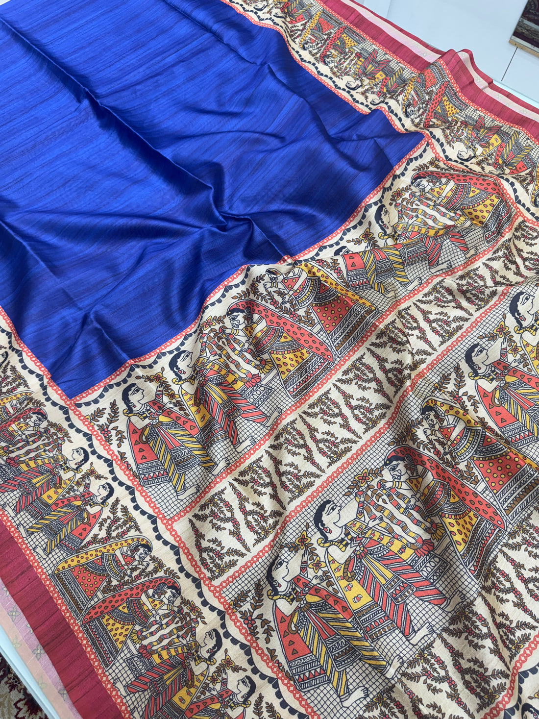 Soft Tussar Silk Royal Blue Saree