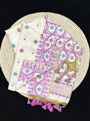 Kovai Cotton Jamdani Light Purpule Saree