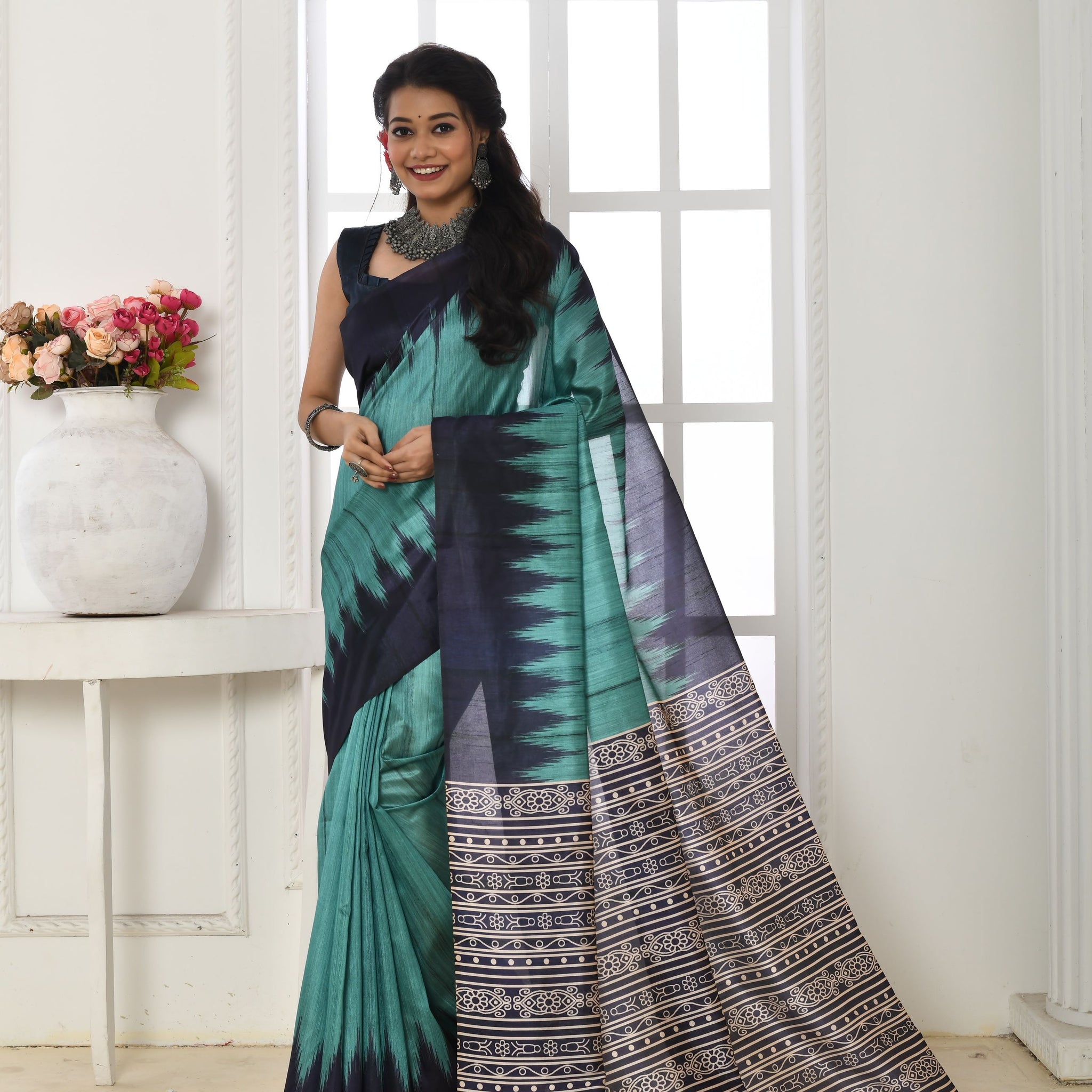 Soft Tussar Silk C Green Saree