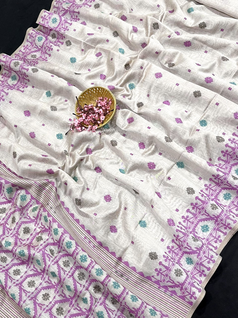 Kovai Cotton Jamdani Light Purpule Saree