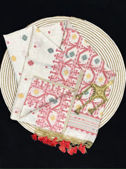 Kovai Cotton Jamdani Baby Pink Saree