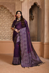 Banglori Handloom Raw Silk Purple Saree