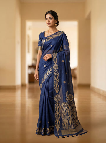 Premium soft jute linen silk Saree