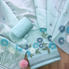 Pure Soft Muga Cotton Sky Suit