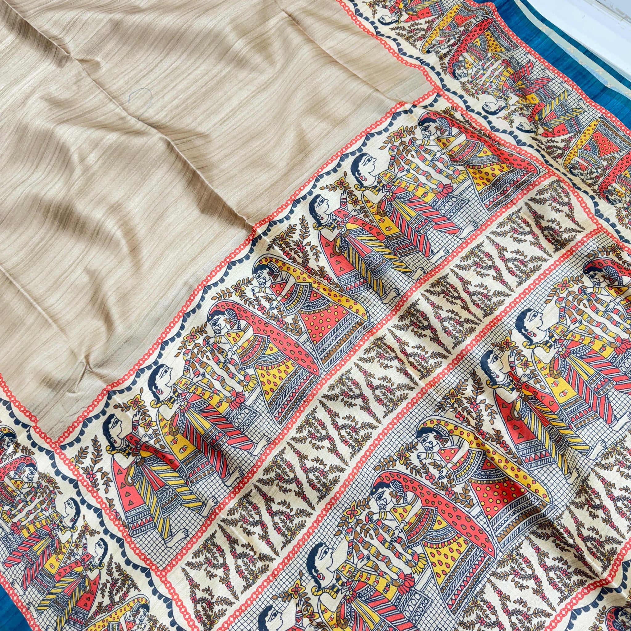 Soft Tussar Silk Cream Saree