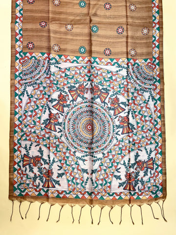 Soft Tussar silk madhubani saree