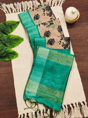 Premium Soft Desi Tussar Silk Ocean Blue Saree