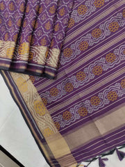 Soft Pure Rajkoti Ikkat Silk Dark Purple Saree