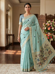 Premium Soft moga cotton paithani saree