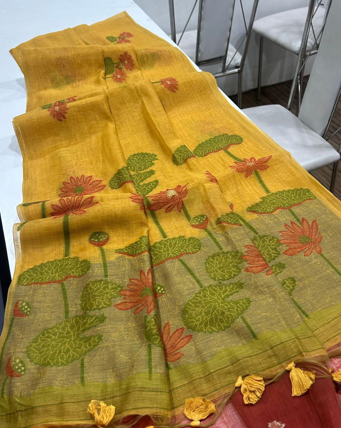 Premium Soft Muga Silk Yellow Saree